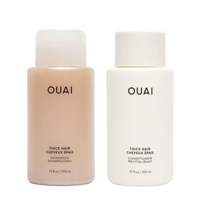OUAI Thick Shampoo and Conditioner Set - Sulfate Free Shampoo and Conditioner for Thick Hair - Made with Keratin, Marshmallow Root, Shea Butter &amp; Avocado Oil - Free of Parabens &amp; Phthalates 10 Fl Oz