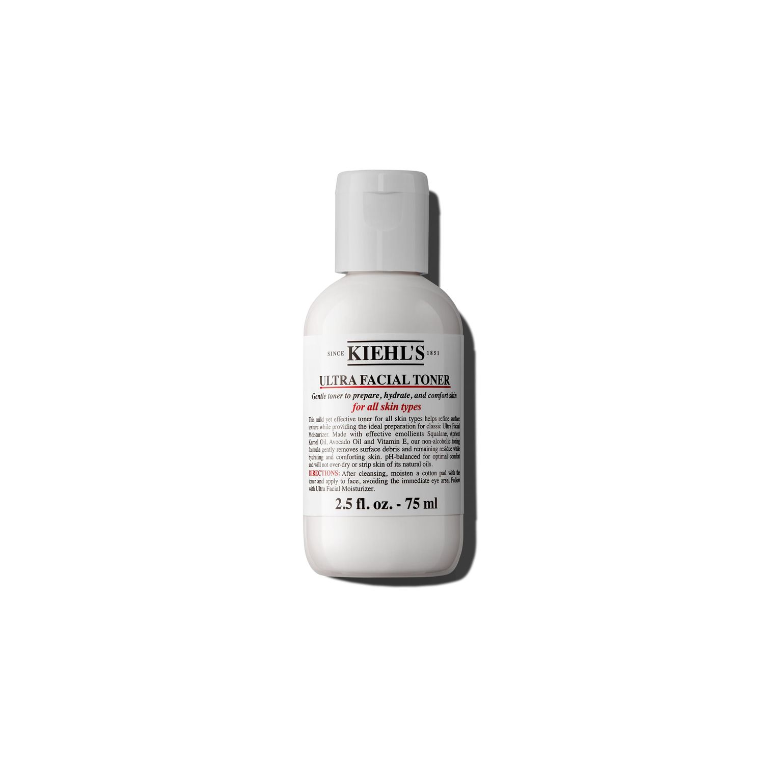 Kiehl&#39;s Ultra Facial Toner with Squalane, Gentle Alcohol-Free Face Toner, Hydrates Skin and Refines Skin Texture, Non-Stripping Formula, with Avocado Oil &amp; Vitamin E, Paraben-Free - 2.5 fl oz
