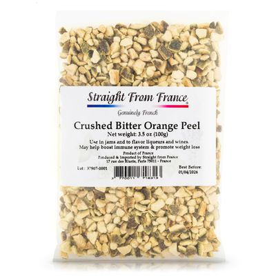 Straight from France Crushed Bitter Orange Peel, Rich in Nutrients and Antioxidants, Great to add extra Flavor to Jams, Preserves, Teas and other Infusions 100g 3.5 Ounce