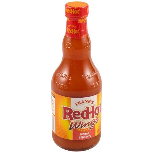 Frank&#39;s RedHot Wings Sauce, Mango Habanero, Hot Sauce, Marinade, Glaze, For Fish, Steak, Burgers, Wings, Cole Slaw, Salsa, and More, 12 fl oz