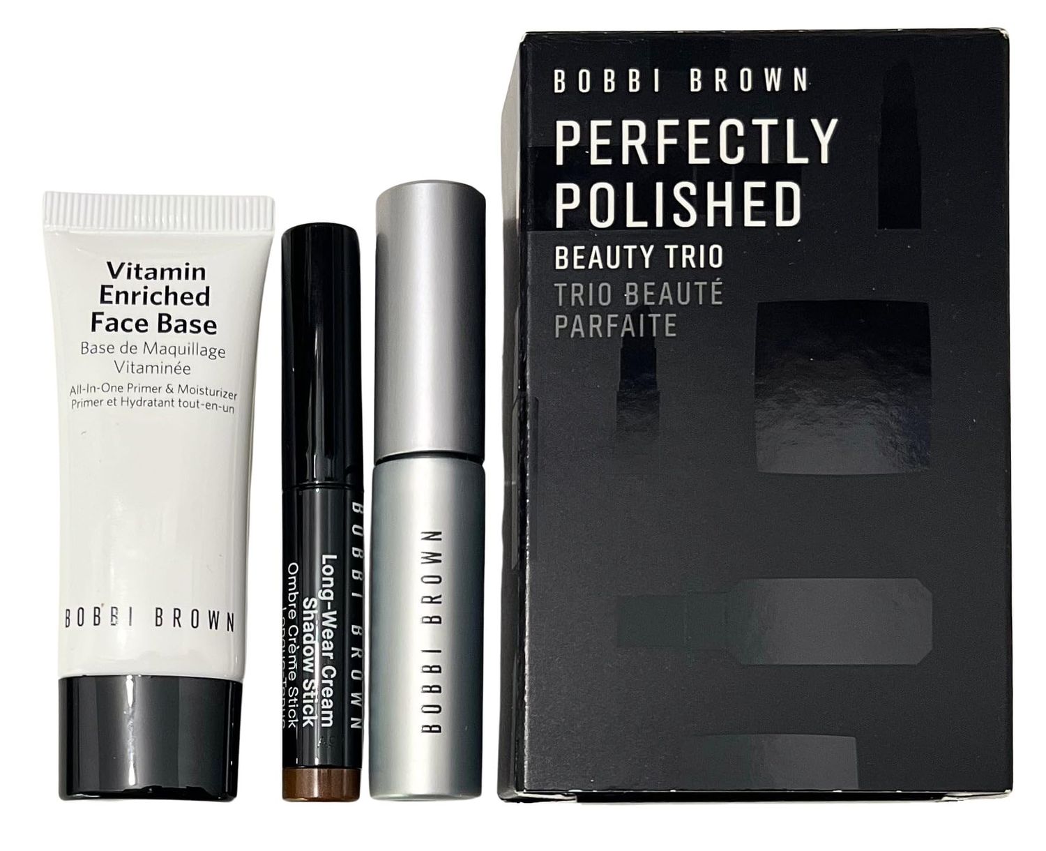 Bobbi Brown Perfectly Polished Travel-Sized Beauty Trio - Face Base, Mascara, and Shadow Stick