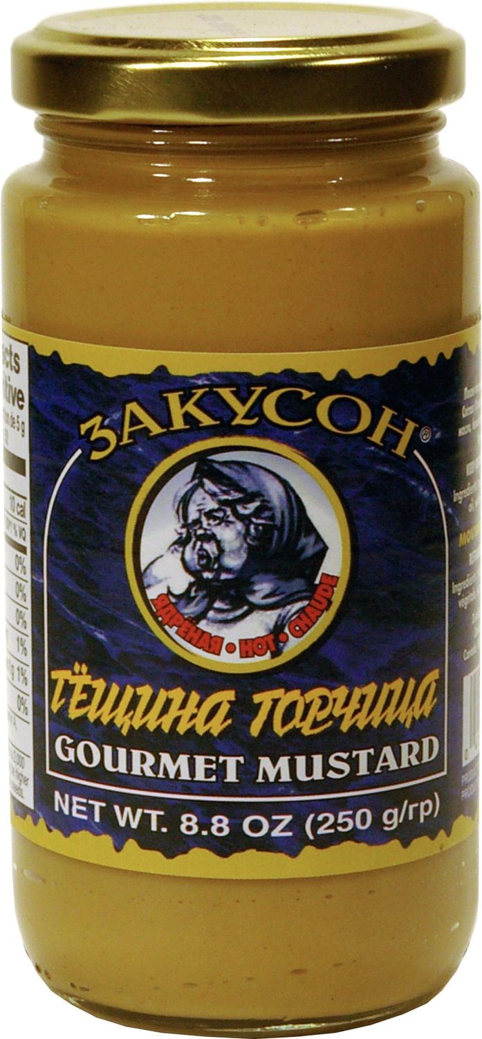HOT MUSTARD Sauces CANADA, Mustard Packaged in Glass Jar, 250g. Zakuson
