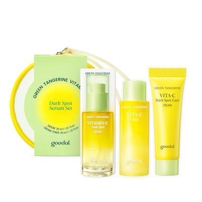 GOODAL Green Tangerine Vitamin C Travel Size, Summer Skincare Set, Gift Set, Trial Kits, Serum &amp; Toner &amp; Cream Korean Skincare Sets