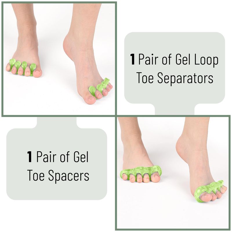 DR. JK- ToePal Gel Toe Separator, 2 Pairs, Toe Spacers, Toe Straightener, Hammer Toe Straightener, Toe Spreader, Toe Stretcher, Toe Corrector for Women and Men, Bunion Corrector