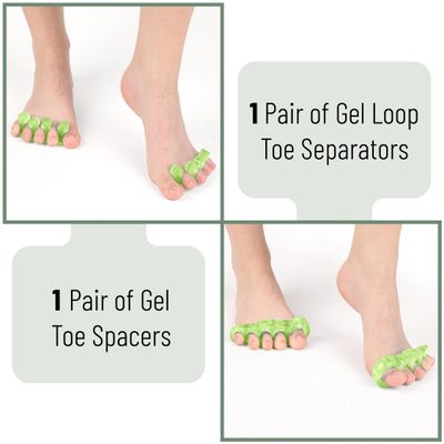 DR. JK- ToePal Gel Toe Separator, 2 Pairs, Toe Spacers, Toe Straightener, Hammer Toe Straightener, Toe Spreader, Toe Stretcher, Toe Corrector for Women and Men, Bunion Corrector