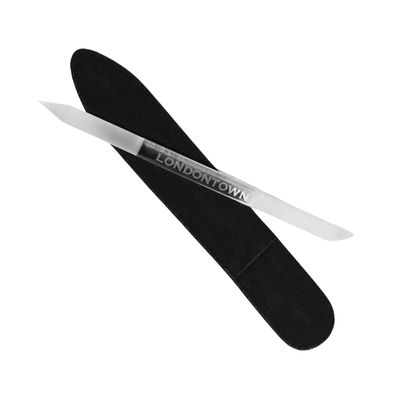 LONDONTOWN Double-Sided Glass Cuticle Pusher - Dual-Ended Under Nail Cleaner and Cuticle Remover Care Tool for Hands &amp; Feet for Manicure Pedicures