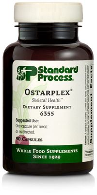 Standard Process Inc. Ostarplex - Whole Foods Bone Health and Bone Support, Liver Support with Betaine Hydrochloride, Soy Protein, Arrowroot Flour, Ammonium Chloride, Alfalfa - 90 Capsules
