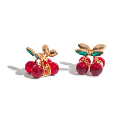 Kitsch Cherry Small Hair Clips for Women - Rhinestones Small Claw Clips Electroplated Metal Springs and Anti-Rust Finish Strong Hold for Updo and Cute Half Up Styles - 2pcs