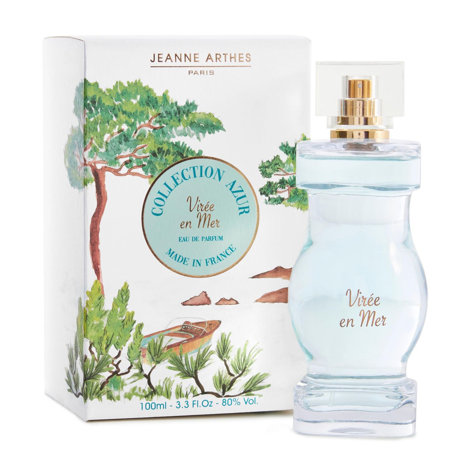 Jeanne Arthes, FRENCH WAY OF LIFE, Collection Azur, Viree en mer Eau de Parfum, Spray perfume for women, Fresh &amp; Floral, Notes of Lemon Zest, Lily of the Valley, Peach, Made in France, 3.38 Fl.oz