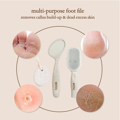 TADA Natural Beauty 3PK Foot Scrubber Set, Foot File Callus Remover for Dead Skin and Calloused Feet, Pumice Stone Foot Sander
