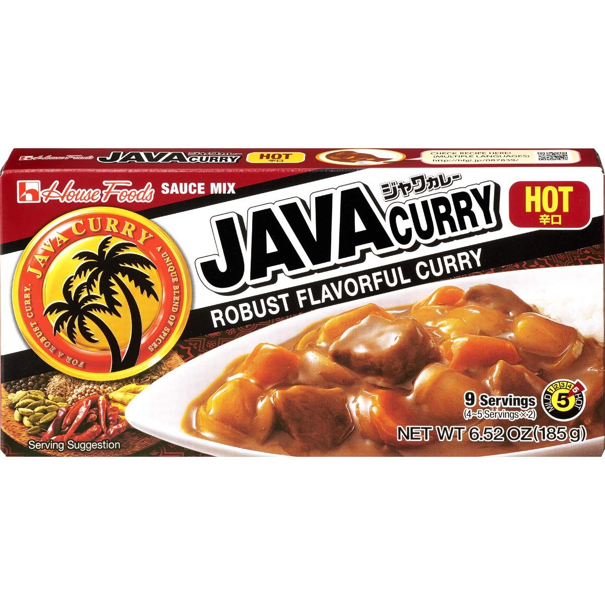 House Foods Java Curry Hot, 6.52 Ounce Pack of 10
