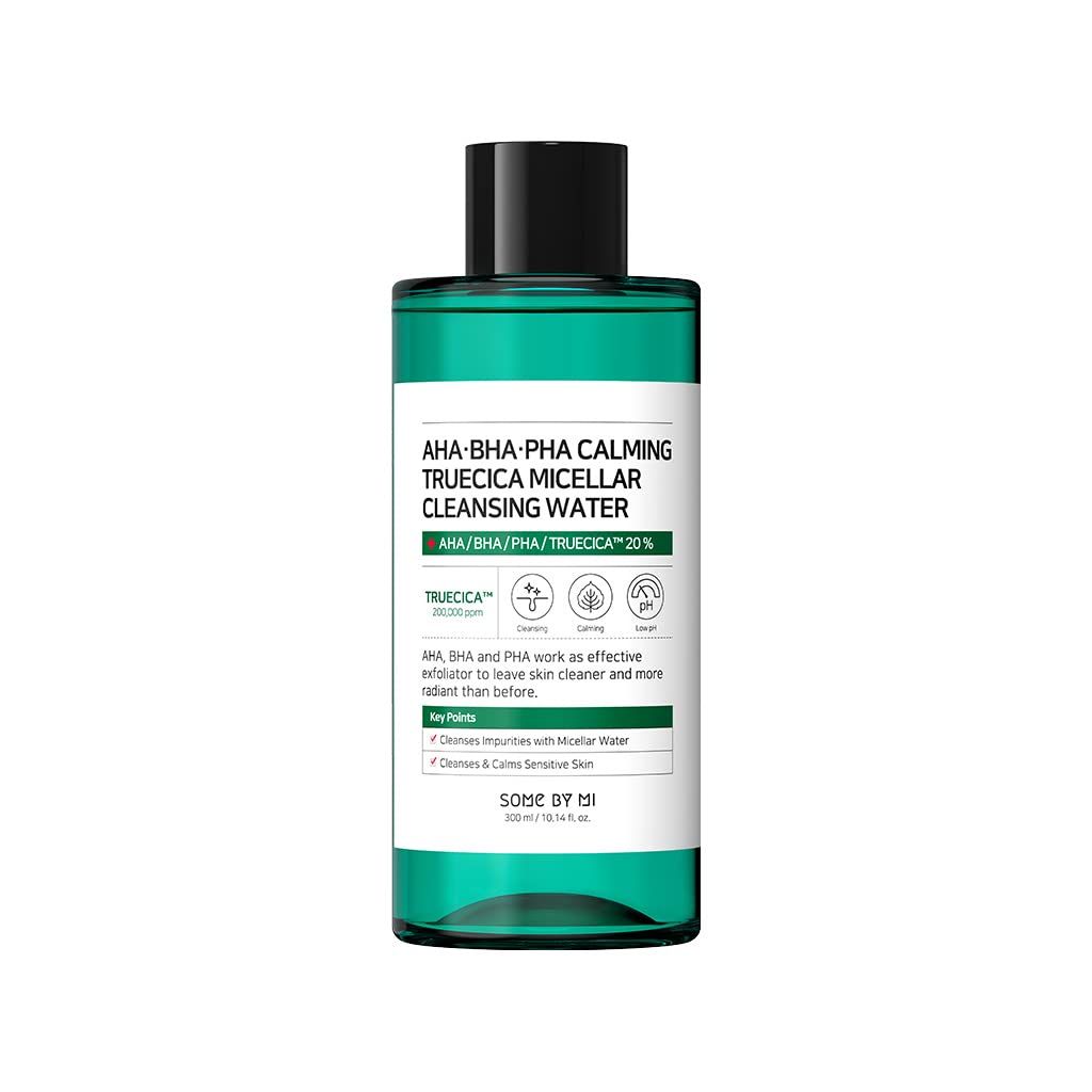 SOME BY MI AHA BHA PHA Calming Truecica Micellar Cleansing Water 10.14Oz, 300ml Mild Daily Cleansing Water for Sensitive SkinCalming Effect, Absorb and Clean WasteFacial Skin Care