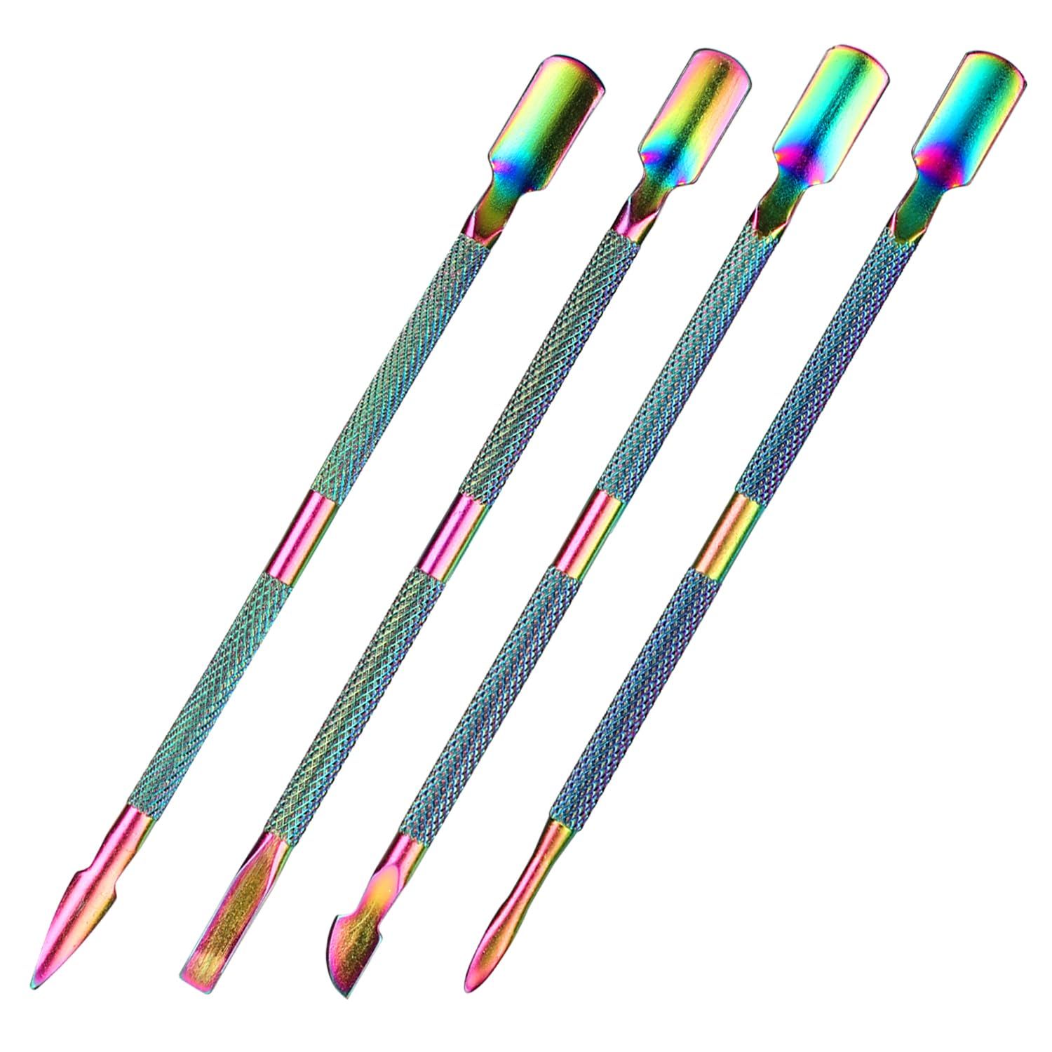 Cuticle Pusher Tool metal Cuticle Remover and Cutter Dual Side nail scraper pusher Manicure Cleaner Cuticle Trimmer for Fingernails and Toenails