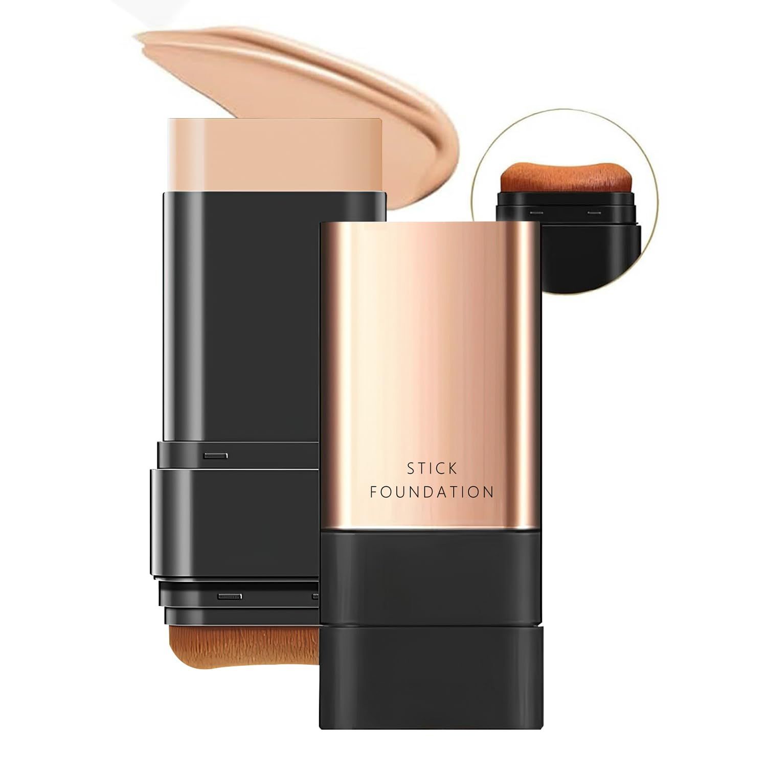 2 In 1 Anti Wrinkle Foundation Stick, Korea Flawless Eraser Foundation Stick- Hydrating Lightweight, Double Head Foundation Make Up Stick with Brush,Multi-Use Face Makeup Contour StickNatural, 1PC