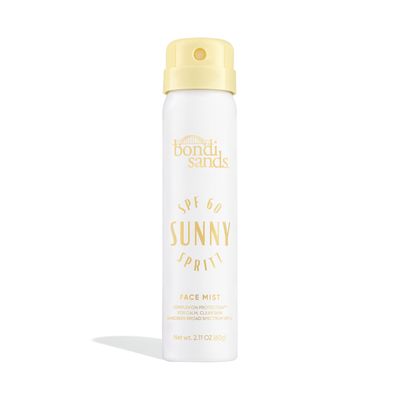 Bondi Sands Sunny Spritz SPF 60 Face Mist, Nourishing Hydrating Broad Spectrum Sunscreen, Oil-Free, Dermatologist-Approved, Water-Resistant, 2.11 Oz