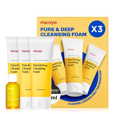 ma:nyo Pure &amp; Deep Cleansing Foam Korean Skin care, Daily Cleanser 10.1 fl oz - 3pack
