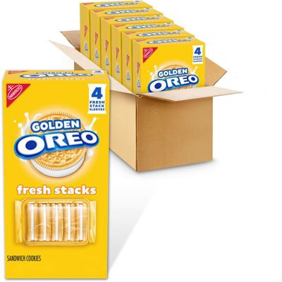 OREO Fresh Stacks Golden Sandwich Cookies, Bulk Travel Snacks, 6 Boxes 24 Multi Snack Packs