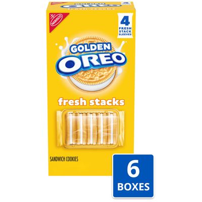 OREO Fresh Stacks Golden Sandwich Cookies, Bulk Travel Snacks, 6 Boxes 24 Multi Snack Packs