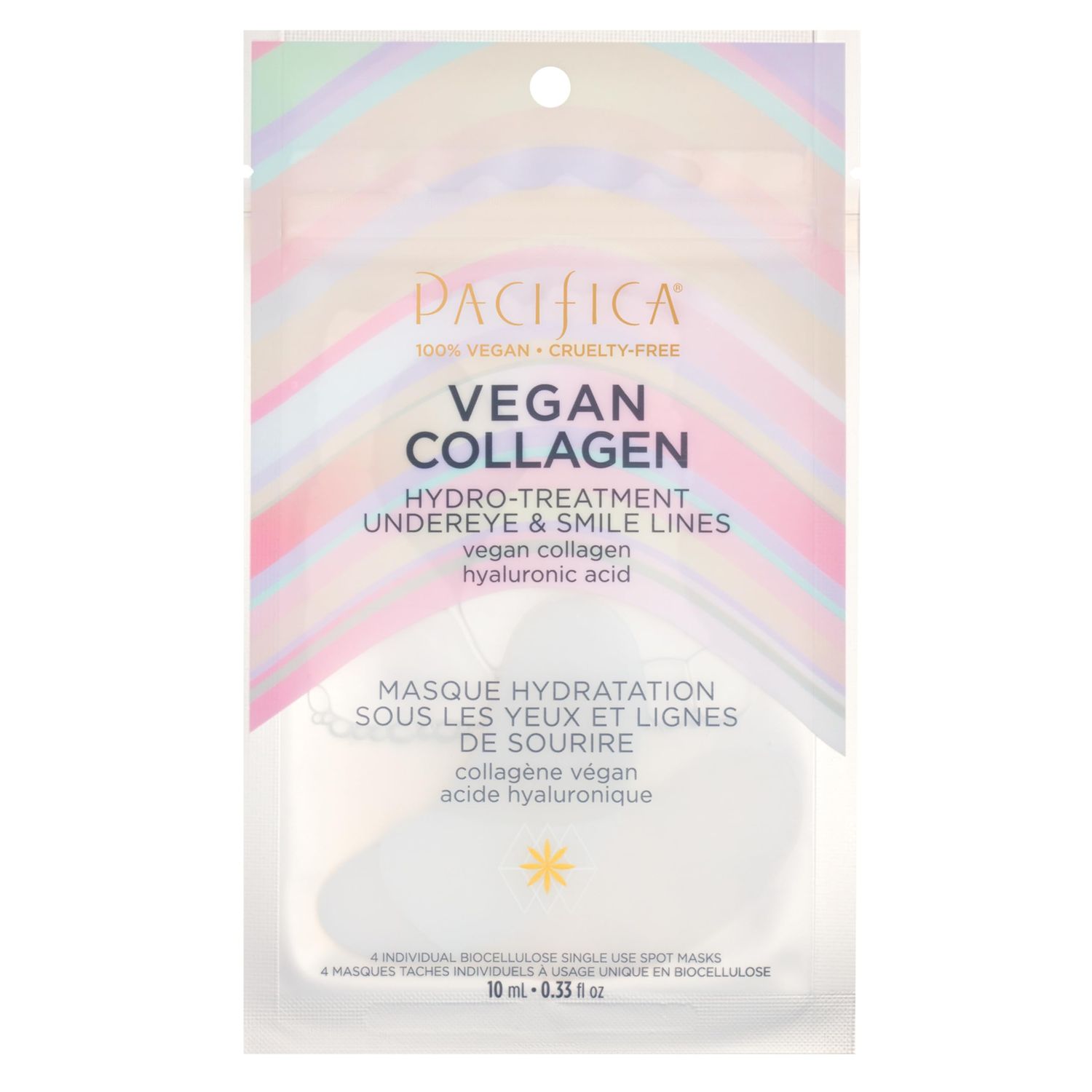 Pacifica Vegan Collagen Undereye &amp; Smile Line Patches - Hydrating Hydro-Treatment Mask for Fine Lines &amp; Wrinkles, Plumping Under Eye &amp; Laugh Line Gel Pads, Unscented, 100 Vegan 2 Patches
