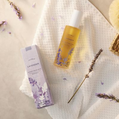 Thymes Daily Shower Spray for a Spa Like Experience - Home Essentials - Mist Scented with Lavender Oil, Rosewood, Clary Sage & Violet Lavender Shower Spray, 3.4 fl oz