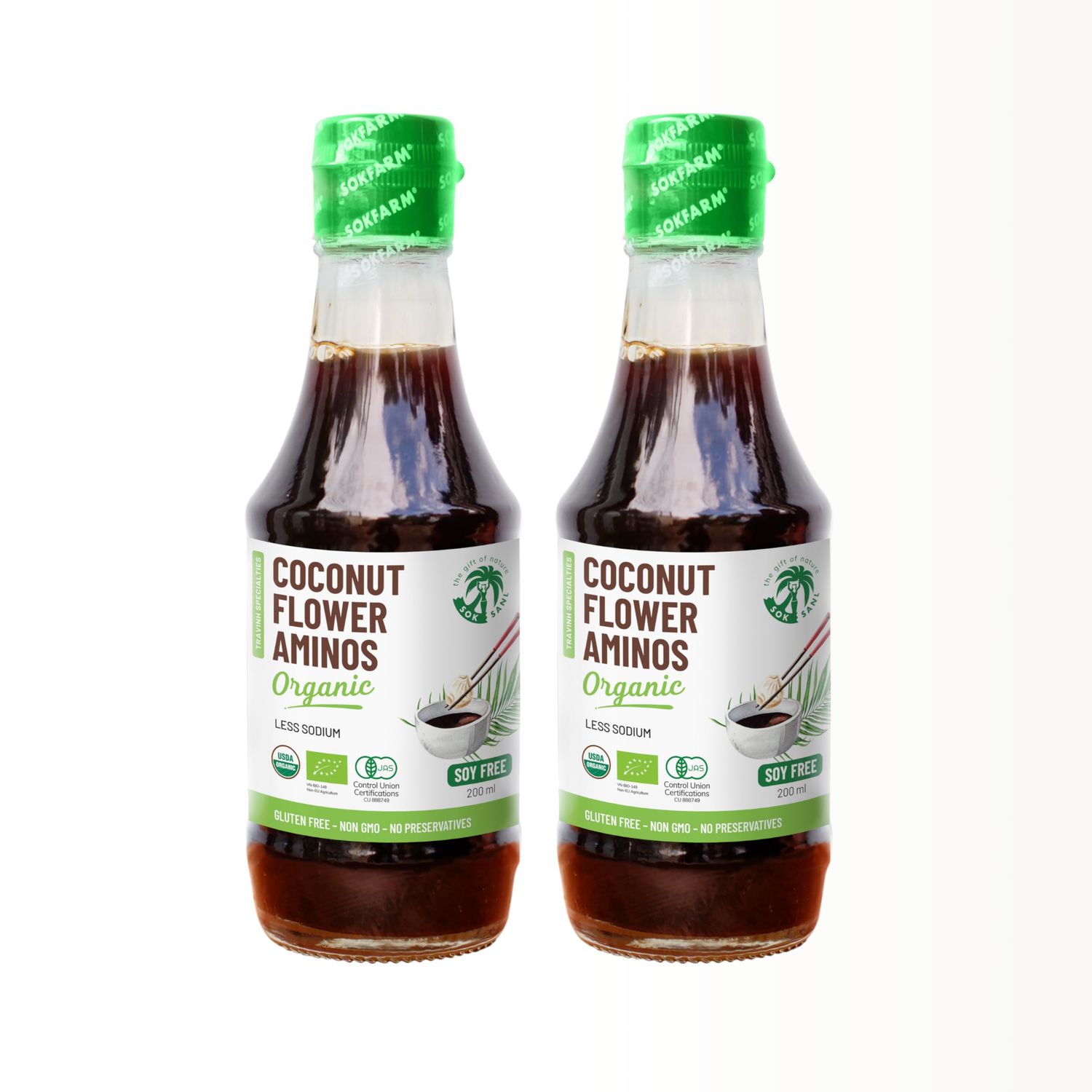 THE GIFT OF NATURE SOK SANL Coconut Aminos all Seasoning Soy Sauce Liquid Coco Aminos Gluten Free and Non-GMO Alternative bbq sauce, oyster sauce, teriyaki sauce, dipping sauce Low Sodium Pack of 2