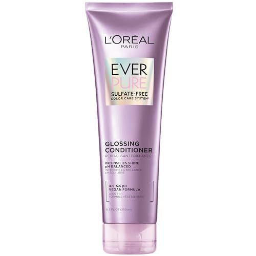 L&#39;Oreal Paris Sulfate Free Glossing Conditioner, Intensifies Hair Shine &amp; Smoothness, pH Balanced &amp; Argan Oil Infused Vegan Hair Care, EverPure, 8.5 Fl Oz
