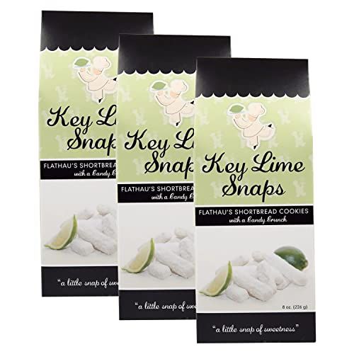 Flathau&#39;s Fine Foods Key Lime Snaps, Shortbread Cookies, 8-Ounce Boxes Pack of 3