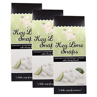 Flathau&#39;s Fine Foods Key Lime Snaps, Shortbread Cookies, 8-Ounce Boxes Pack of 3