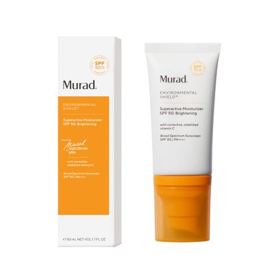 Murad Superactive Brightening Moisturizer SPF 50 Travel - Vitamin C Packed Hydrating Ulta Sheer Facial Sunscreen WLipid-boosting Technology for Preventative Aging Protection from UVAUVB 1.7 Fl Oz