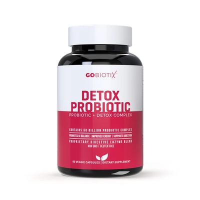 GOBIOTIX Detox Probiotic Supplement for Digestive Health - Milk Thistle, Turmeric, and Dandelion Root, Enzymes for Gut Health - 50 Billion CFU - 60 Capsules