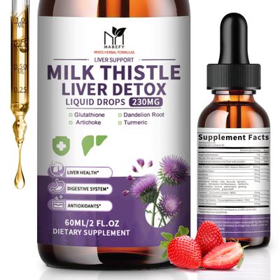 Milk Thistle Supplement, Liver Cleanse Liquid Drops Silymarin 230mg for Liver Repair, Antioxidant Support, Kidney Health Support with Dandelion Root, Turmeric, Glutathione - 2Fl Oz