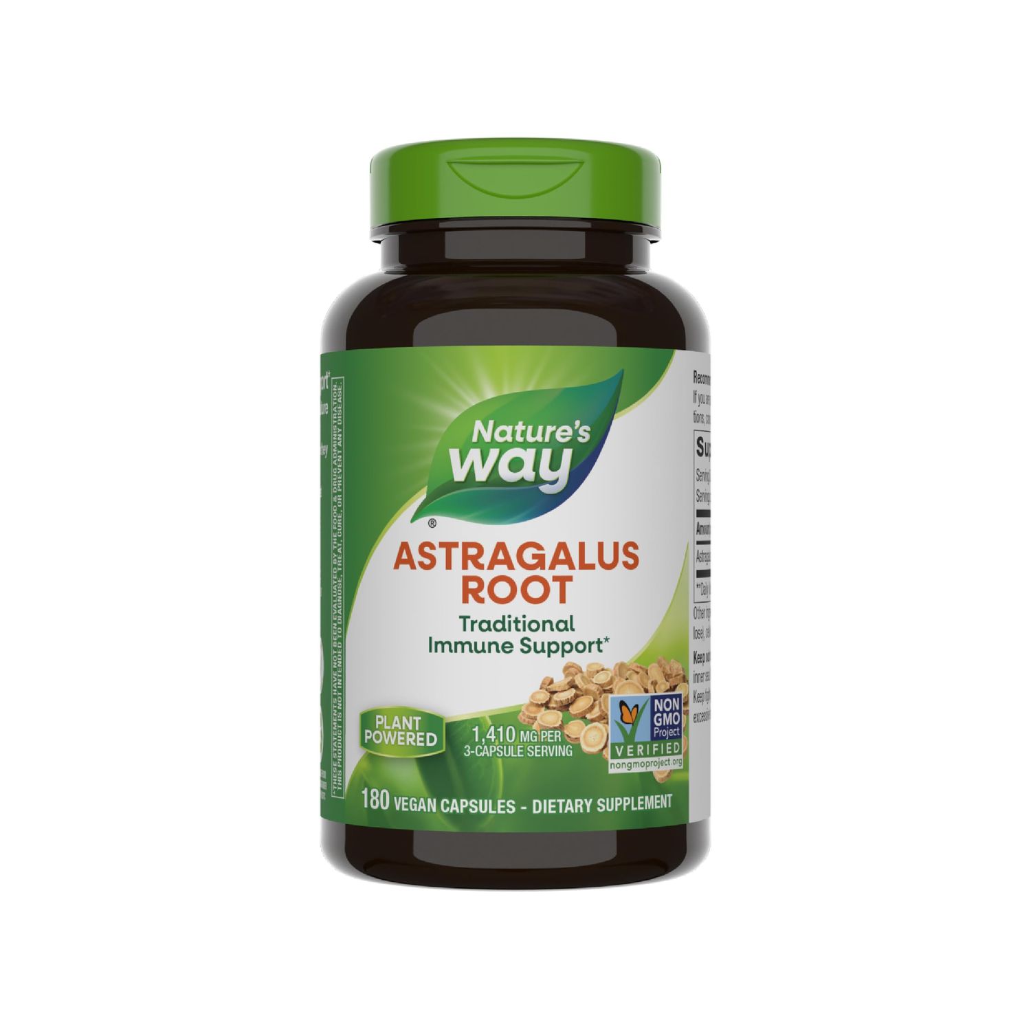 Nature&#39;s Way Astragalus Root - Astragalus Root Herbal Supplement - Traditional Immune Support - Non-GMO Project Verified - Gluten &amp; Dairy-Free - 180 Vegan Capsules