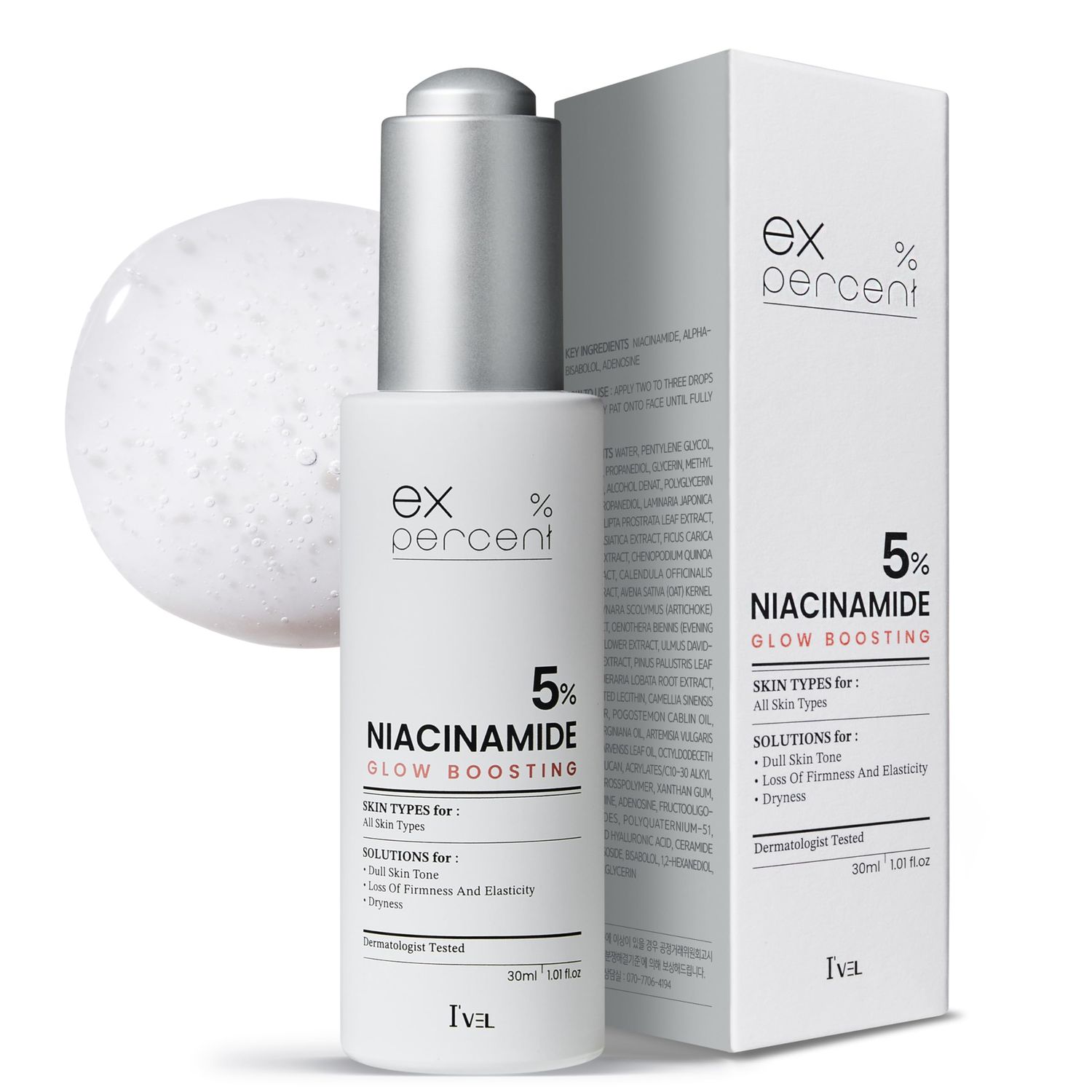 I&#39;VEL EX.PERCENT Ampoule NIACINAMIDE 5 Wrinkle improvement, Moisturizing, Improve Rough Skin Texture