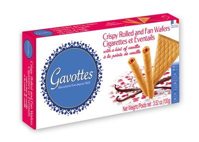 Gavottes Ice Cream Wafer Cookies 100g - Wafer Rolls & Fan Wafers 2 Pack Crisp & Crunchy Wafer Thins, Made in France by Gavottes 2 boxes of 20 French Gaufrettes 2 x 100g3.52oz