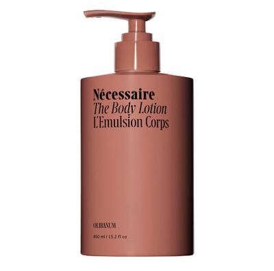Necessaire The Body Lotion with Pump. Olibanum. Multi-Peptide Firming to Moisturize Strengthen. 2.5 Niacinamide, Vitamin CE Omega 69. Notes of Vanilla, Fig Leaf, &amp; Cassis Buds. 450ml15.2 fl oz