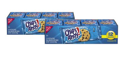 Chips Ahoy! Original Chocolate Chip Cookies - Snack Packs, 12 Count Box, 16.8 Ounce Pack of 2