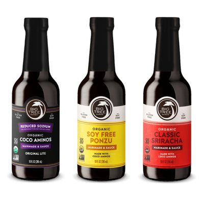 Big Tree Farms Organic Coco Aminos - Liquid Coconut Aminos, Soy-Free Sauce, Low Sodium, Soy Alternative, Gluten Free, Kosher, Marinade &amp; Sauce, Non-GMO - Variety Pack, 10 Fl Oz Pack of 3