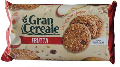 Mulino Bianco: Gran Cereale Frutta Fruit Cereals Cookies, High in Fibers Biscuits 17.63 Ounce 500g Packages Pack of 2 Italian Import