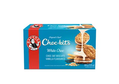 Baker's Choc-kits Crunchy Oat BiscuitsCookie White Chocolate Pack of 2 16 - 20 Cookies a Box Kosher Halal Real Chocolate Finest Ingredients 16oz