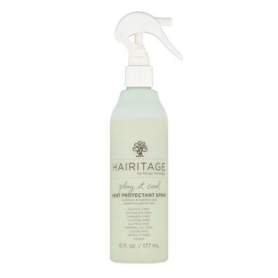 Hairitage Play It Cool Heat Protectant Spray - Up to 450 Degree Protection Hydrates Strengthens Hair - Leaves Hair Smooth Shiny after Styling - For All Hair Types Heated Styling Tools- 6 fl oz