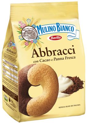 Mulino Bianco: Abbracci shortbread with cream and cocoa - 24.69 Oz 700g Italian Import