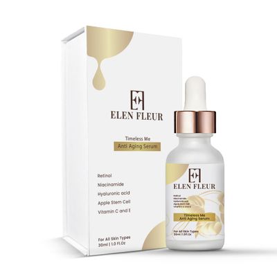 Elen Fleur Timeless Me Anti Aging Serum, Retinol, Hyaluronic Acid, Niacinamide, Vitamin C &amp; E, Apple Stem Cells, Hydrating Face Serum for Fine Lines and Uneven Tone, 1.0 FL Oz 30ml