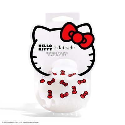 Hello Kitty x Kitsch Recycled Plastic Puffy Medium Hair Clips for Women, Claw Clips for Thin Hair, Claw Hair Clips for Short Hair, Medium Hair Claw Clips for Women, Cute Hair Claws, Kitty Bows