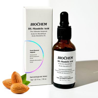 BIOCHEM DL-Mandelic Acid Facial Renewal Ampoule - Gentle AHA Exfoliation Treatment for Discoloration, Dullness, Uneven Skin Tone, Wrinkles, and Fine Lines for All Skin Types - 1.01 Fl. Oz. 30 mL