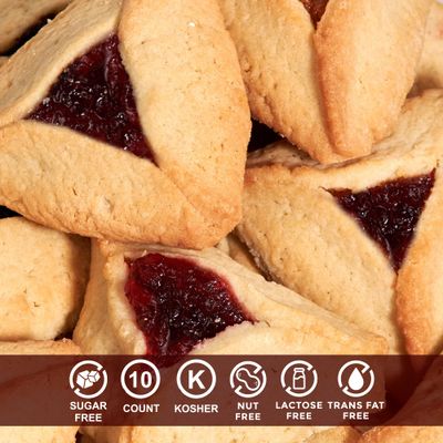 Sugar Free Cookies 10 Count Strawberry Filled Hamentaschen Cookies Diabetic Cookies for Adults Sugar Free Cookies and Snacks Nut Free Sterns Bakery