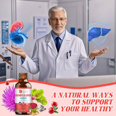 Kidney and Liver Cleanse Detox &amp; Repair Drops, Cranberry and Milk Thistle Supplement with Artichoke, Astragalus, Horsetail - Natural Herbal for Liver, Kidney, Urinary Tract, Bladder, 60ml