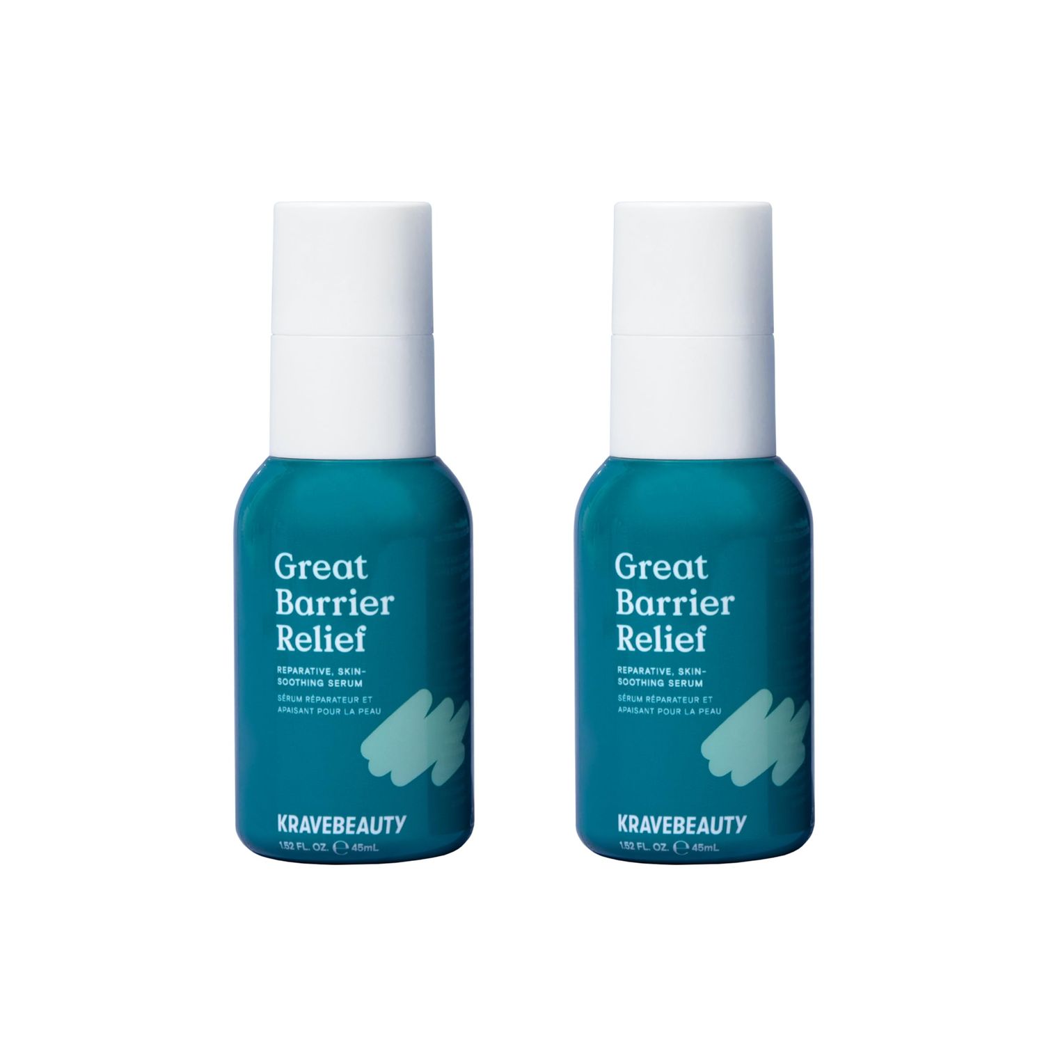 KraveBeauty Great Barrier Relief Duo, Soothing Skin Barrier Repair Serum, Contains Tamanu Oil to Soothe and Calm Redness, For All Skin Types, Vegan &amp; Cruelty Free, 1.52 fl oz x2