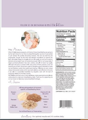 MilkBliss Dark Chocolate Chip Oatmeal Lactation Cookies with Brewers Yeast for Breastfeeding and Breastmilk Supply Increase-12 oz
