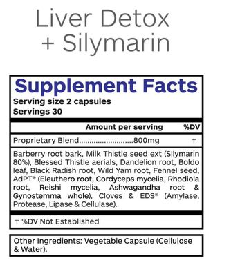 Liver Detox and Cleanse Supplement, Herbal Liver Support Supplement with Milk Thistle Seed Extract, Silymarin 80, Organic Blessed Thistle, Dandelion Root, - 60 Vegetarian Capsules
