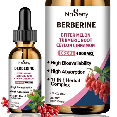 Berberine Liquid Drops-Berberine HCL Drops with Ceylon Cinnamon, Bitter Melon, Turmeric, Liquid Herbal Extract Supplement for Immune &amp; Digestion Health 60mL